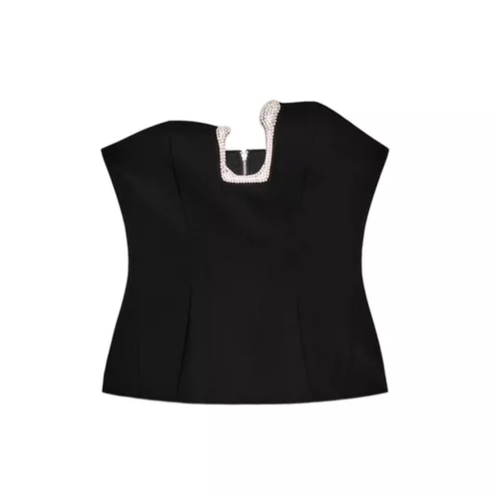 Zara Black Top with Chain Accent